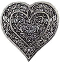 Rustic Silver Cast Iron Heart Shaped Trivet 7" - Cast Iron Decorative Heart Tri