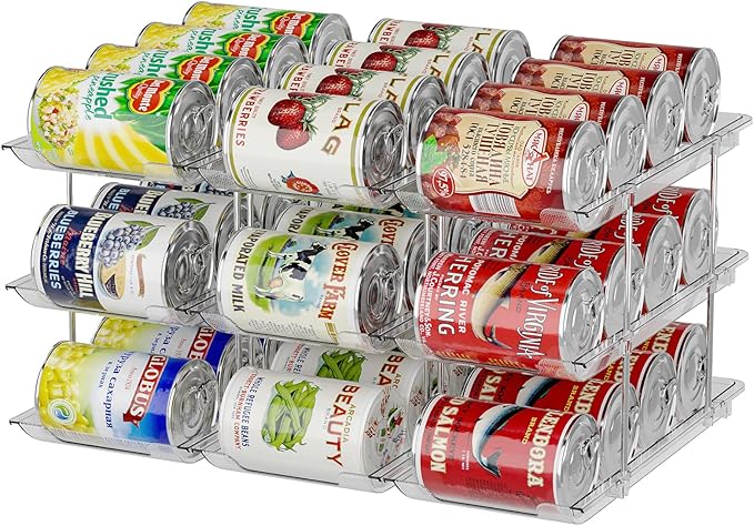 Stackable Soda Can Organizer for Refrigerator, Soda Can Dispenser Water Bottle Organizer, Fridge Organizer & Stackable Drink Organizer for Fridge(3 Tier - Hold 9)