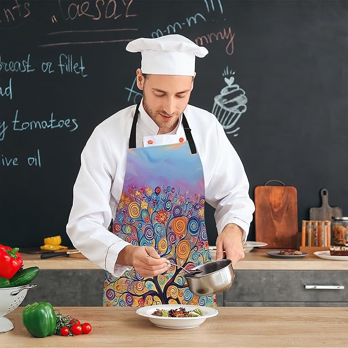 Cooking Aprons for Men and Women,Adjustable Bib Chef Apron with 2 Pockets, Soft and Durability Kitchen Apron