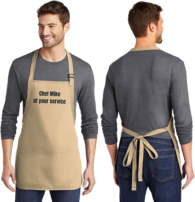 Custom Text Cooking & BBQ Apron – Personalized Chef or Grill Gift – Medium Length (1-3 Lines)