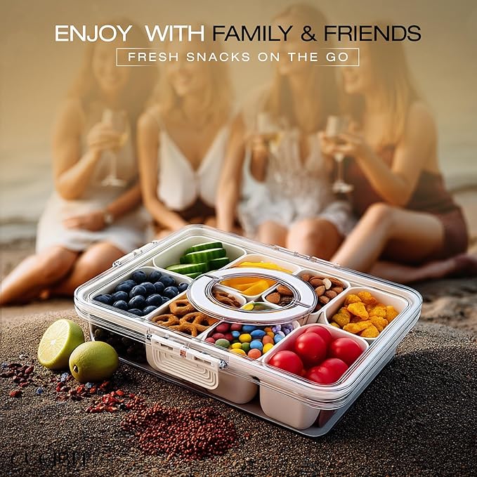 BPA-Free Snack Storage Box with 8 Compartments – Microwave & Dishwasher Safe Plastic Organizer for Dry Food