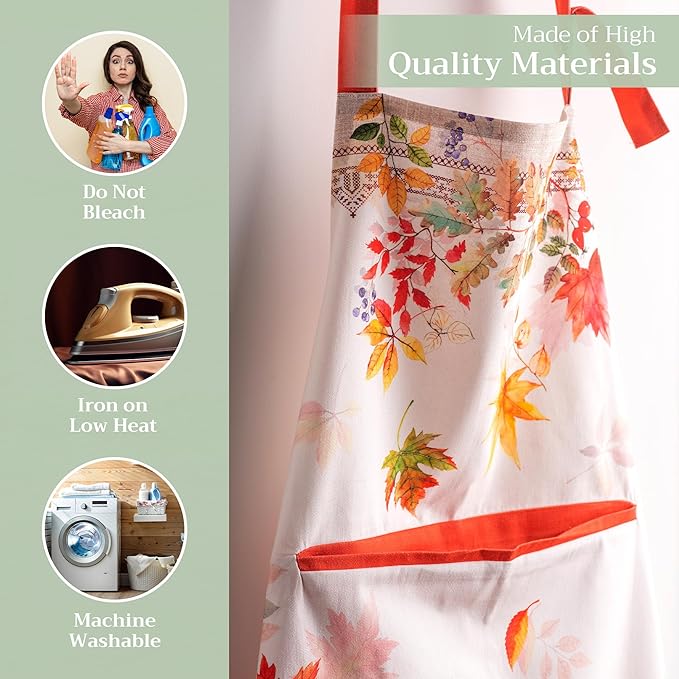 Maison d' Hermine 100% Cotton Apron for women with Pocket Kitchen Chef Apron for Men Cooking Gardening Server Waitress