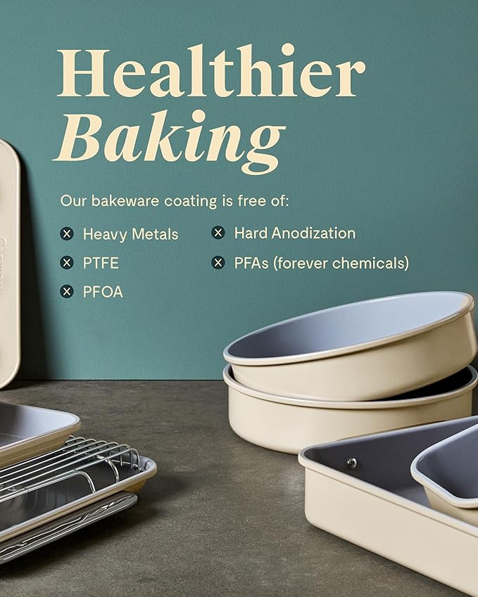 Caraway Non-Stick Ceramic 1 lb Loaf Pan Duo - Naturally Slick Ceramic Coating - Non-Toxic, PTFE & PFOA Free - Perfect for Pound Cakes, Breads, & More