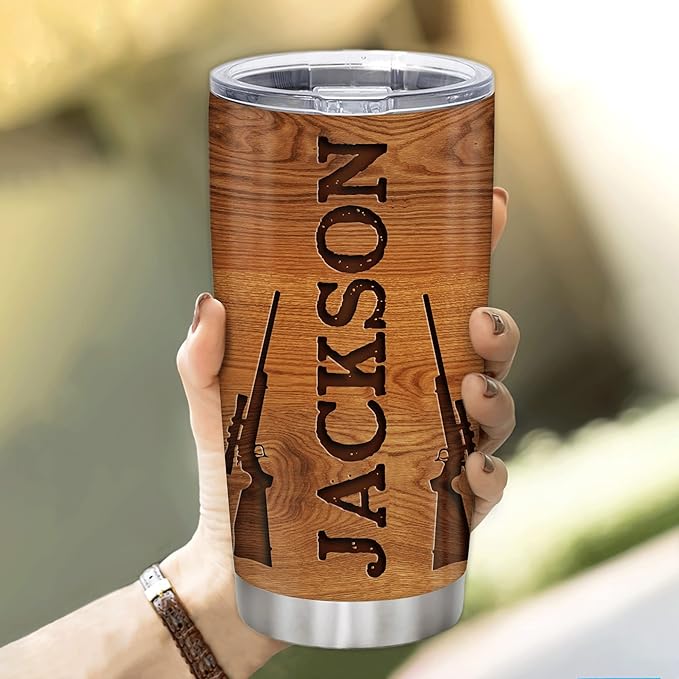 Hyturtle Personalized Hunting Gifts For Men - Deer Hunting Tumbler 20 Oz Travel Coffee Mug Stainless Steel - Fathers Day Hunting Gift For Dad, Him, Boy, Husband, Hunters From Son, Wife On Birthday