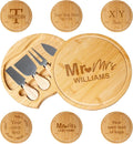 Custom engraved luxury charcuterie board & knife set/4pcs, personalized cheese chopping serving tray for fruits, food, dessert, bread for table decoration, personalized gift for dinner host (Mr & Mrs)