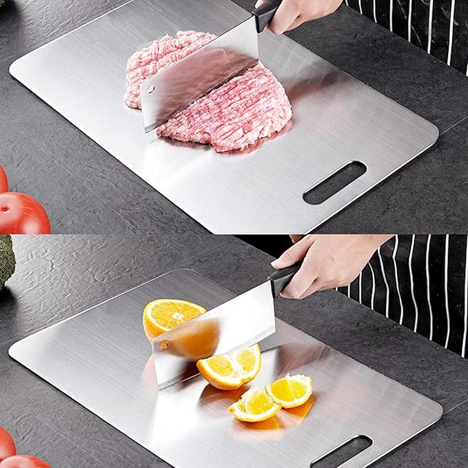 Stainless Steel Cutting Board for Kitchen Heavy Duty Chopping Board(Medium, 11.4"L x 7.9" W)