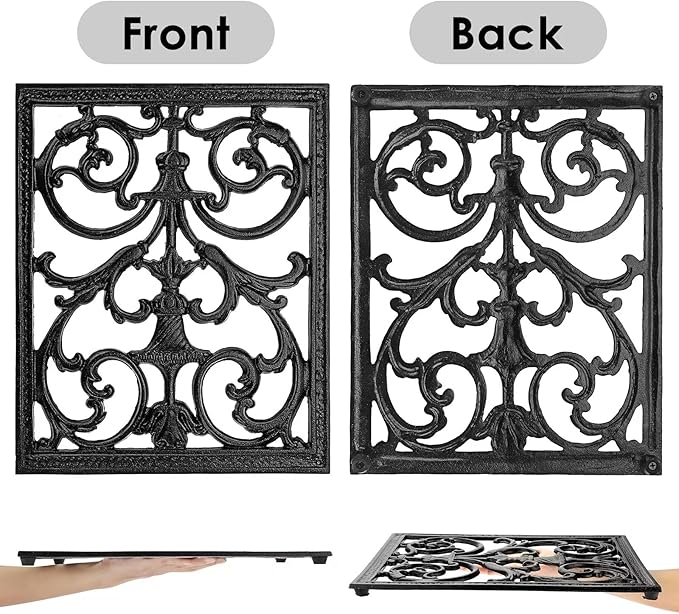 Sumnacon Extra Large Trivets for Hot Dishes,14.9 x 12 Inch Cast Iron Trivet with Rubber Feets,Heat Resistant Trivets for Hot Pots Pans,Metal Trivet for Kitchen Counter Dining Table Cooktop Stovetop