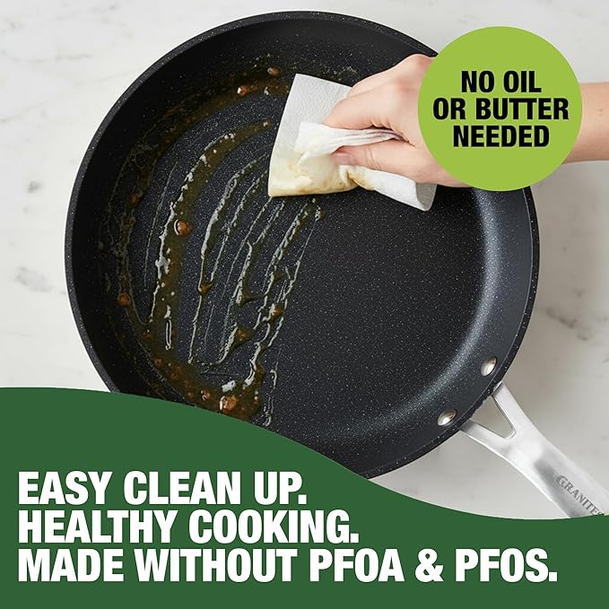 Granitestone Ceraluxe 20 Pc Ceramic Cookware Set Nonstick, Complete Pots and Pans Set Non Stick with 5 Pc Bakeware Set, Deep Frying Pan Set, & Steamer, Non Toxic PFOA Free, Oven & Dishwasher Safe