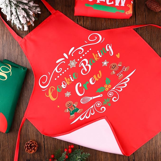 6 Pack Christmas Kitchen Aprons for Women Men Adjustable Holiday Apron with Pocket Funny Christmas Aprons for Cooking Party Xmas Party Gift (6 Design)