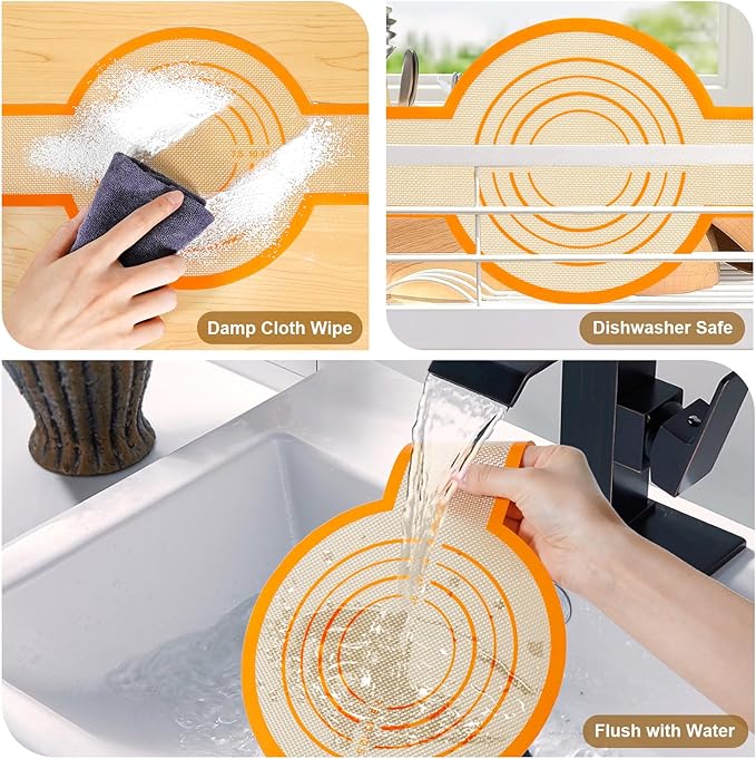 12-Piece Measuring Cups and Spoons Set with Stackable Measuring Cup, Lid, and 2 Orange Silicone Bread Slings(Oval and Round), BPA-Free, Dishwasher Safe, Baking Accessories