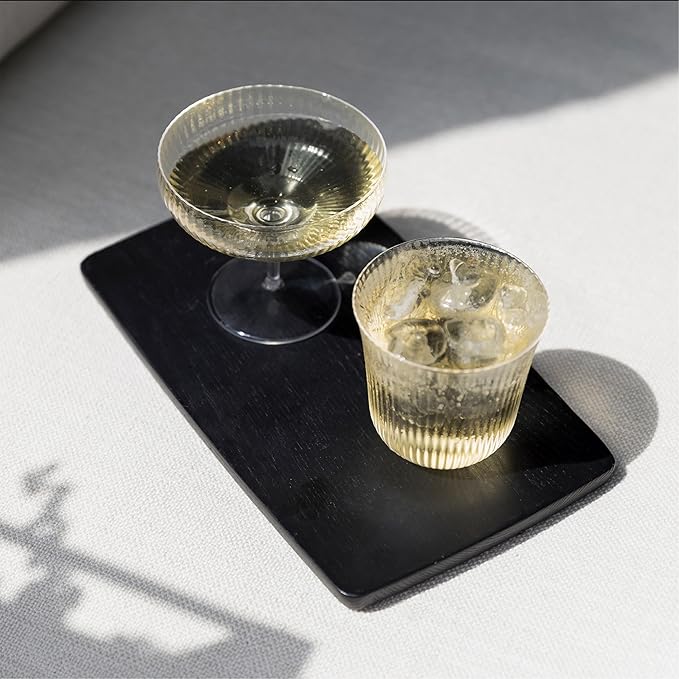 Serax Large Whiskey Glasses Drinking Set of 4 | Inku Glassware by Sergio Herman | Clear Glass Tumbler Cups without Lids | Home Essentials, Cocktail Glasses | Whisky, Beer, Juice, Water