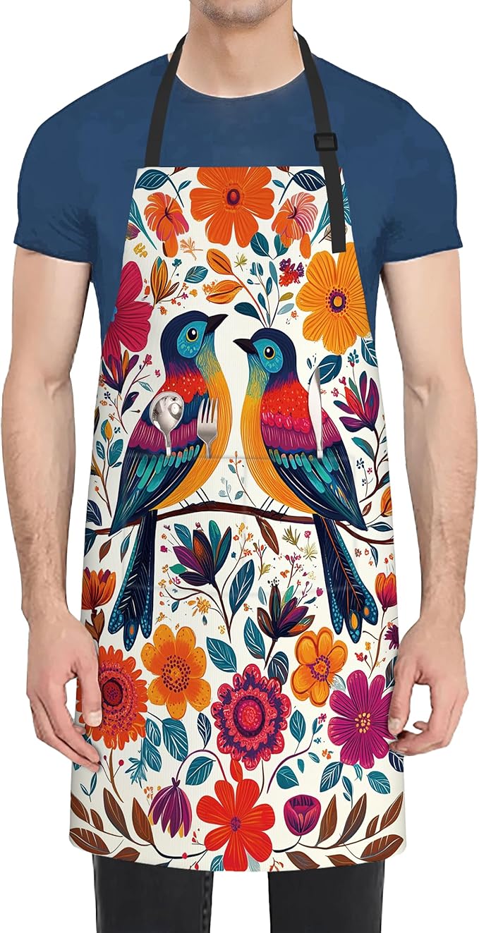Apron with Pockets for Women, Adjustable Kitchen Cooking BBQ Chef Apron, Gifts for Mom Birthday, or Holidays