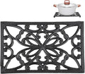 Sumnacon Rectangle 10 x 6.1 Inch Cast Iron Trivet - Rustic Heat Resistant Metal Trivet for Hot Dish Pot Pan Teapot, Vintage Sturdy Hot Plate Pad for Kitchen Dining Countertop Table
