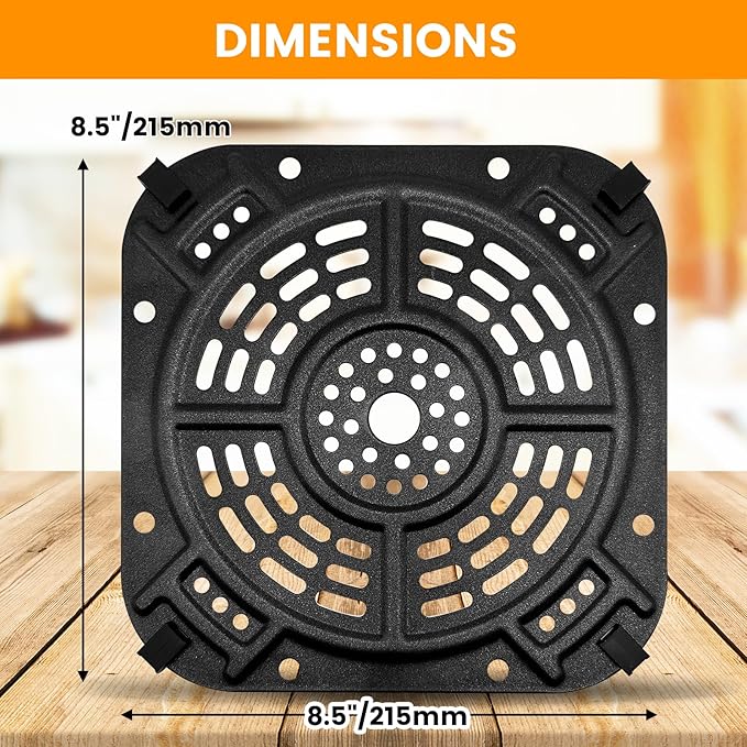 GCQ Air fryer Accessories for Ninja 5QT 4 in 1 Pro AF141, 8.5''×8.5'' Air Fryer Grill Pan Grill Plate Crisper Plate Replacement Parts Tray Rack for Ninja 5QT 5 in 1 Air Fry Max AF142, Dishwasher Safe