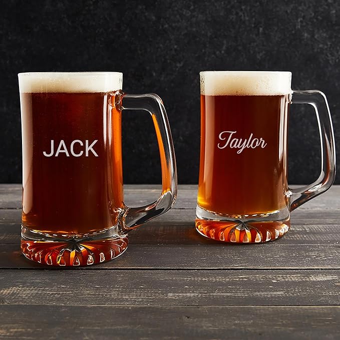 Lifetime Creations Engraved Personalized Name Beer Mug 25 oz - Stein with Name, Monogrammed Beer Lover Groomsmen Gift, Dishwasher Safe, Made in USA