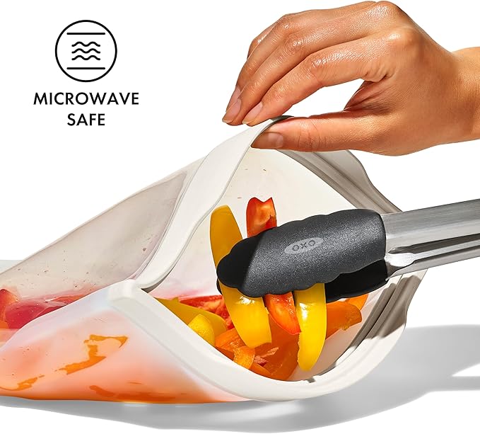 OXO Good Grips Silicone Reusable Bag – Stand-Up Snack (12 oz) – Oat