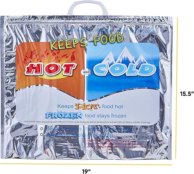 Superio Hot and Cold Insulated Bags for Food Delivery, Grocery Shopping Bags, Food Storage for Hot and Frozen Food for Travel, Disposable Cooler Bag