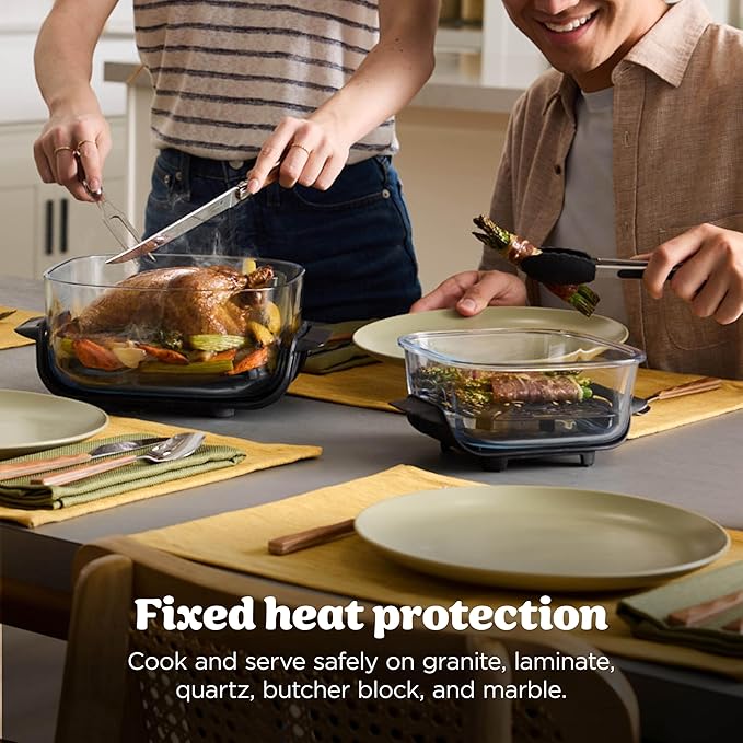 Ninja Crispi Air Fryer, Microwave, Freezer & Dishwasher Safe, Non Toxic Glass Portable Cooking System, 4 QT & 6 Cup Glass Containers with Storage Lids, Easy Meals, Air Fry, Bake, Stone, FN101ST