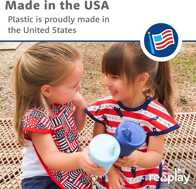 Re-Play Spill-Proof Sippy Cups - Reusable 10 Oz Set of 4, Dishwasher & Microwave Safe, Made in USA, Citrus