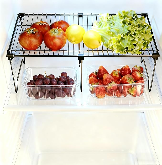 1/2-Piece Set cabinet organizer shelf,kitchen counter shelf,Foldable Pantry Shelf,Plate, Dish,Rustproof Metal Storage Organizer (1, Black)