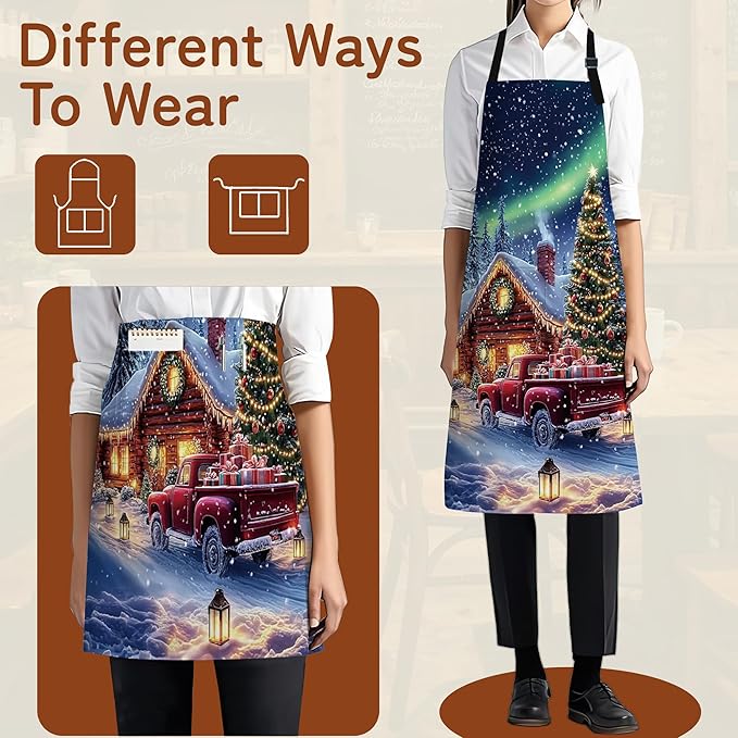 Cooking Apron for Women and Men,Adjustable Chef Bib Apron with 2 Pockets, Water and Oil Resistant for Kitchen Use