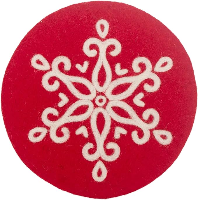 Boston International Round Felt Trivet Heat Resistant Hot Pad for Counters and Tables, 8", Snowflake