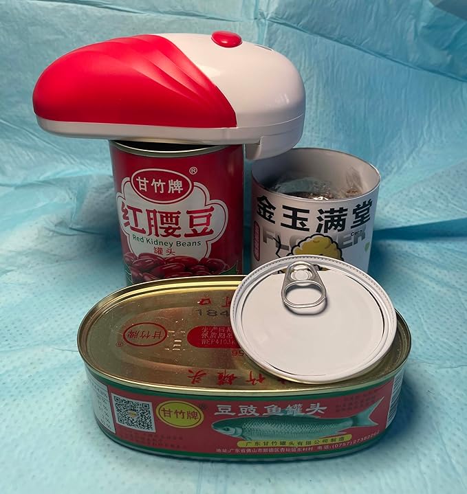 Electric Can opener, Open Your Any Cans with One Touch Button, Best Gift for Chef with Senior and Mum(Red)