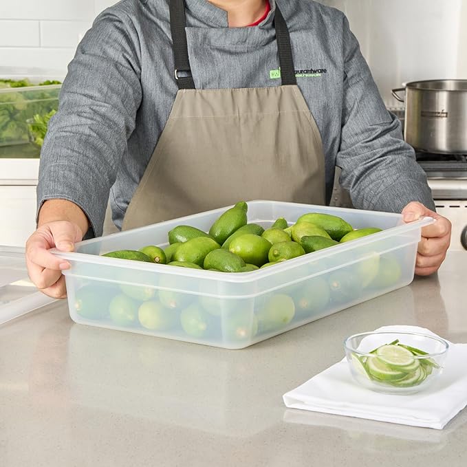 Restaurantware Food Storage Container 1 Pack of 20.7 x 12.6 x 3.9 Inches Plastic Stackable Storage Box White Reusable Label Container Dishwasher Safe For Restaurants And Kitchens