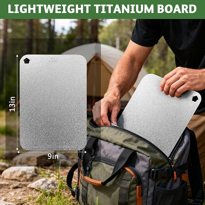 Scratch-resistant 100% pure titanium chopping block is hygienic and durable, metal chopping block for kitchen, double-sided titanium chopping block, dishwasher safety chopping block, 9×13.5 inches