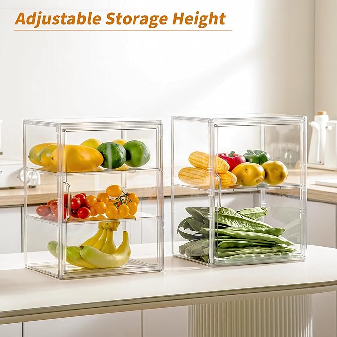 Bakery Pastry Display Case 3 Layer Large Clear Bread Box For Kitchen Countertop Bread Storage For Homemade Bread, 10.6" L x 8.7" W x 14.2" H, 1 Pack