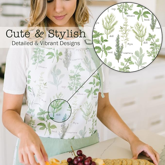 Adjustable Designer Kitchen Apron for Adults | Cotton Cooking Apron with Pockets and Adjustable Neck Buckle
