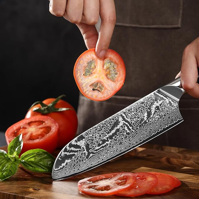 Wakoli Nitoko Santoku Knife – 7.1-Inch Professional Damascus Kitchen Knife | 67-Layer VG10 Core Steel Blade | Ergonomic G10 Handle | High-Performance Japanese-Style Chef’s Knife in Gift Box