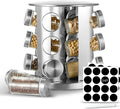 Cheer Collection Rotating Spice Rack for Countertop with 12 Jars, Stainless Steel Revolving Storage Organizer for Spices and Seasonings, plus Dry Erase Marker and 48 Reusable Labels
