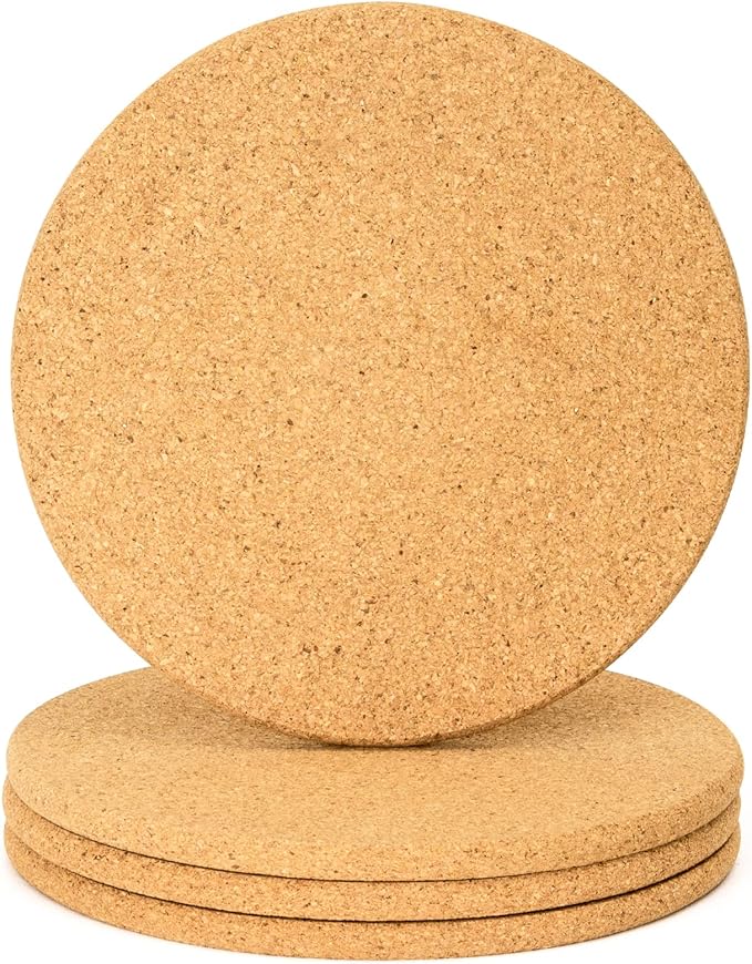 Cork Trivets for Hot Dishes, Pots and Pans, Pot Holders for Kitchen, 8 Inches 4 Pack Hot Pads, Thick Heat Resistant Mats Protect Countertop, Coaster Trivet Home Essentials, Rustic Farmhouse Decor