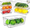Imncya 6 Pack Stackable Pull-Out Fridge Organizer Drawers, Clear Refrigerator Drawer with Lids, Fridge Stackable Storage Drawers for Veggies, Fruits, Food Storage and Organizer