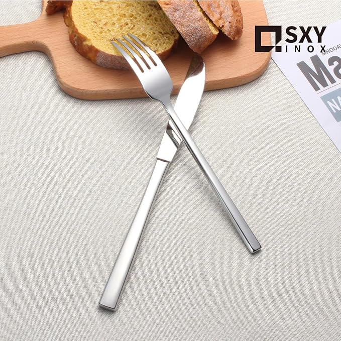 Silverware Set for 4,20 Pieces Forged Stainless Steel Flatware Set Cutlery Set,Heavy Duty and Modern Desgin,Fancy Tableware Cutlery Set for Home,Restaurant,Mirror Polished,Dishwasher Safe