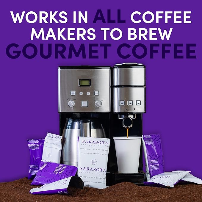 Coffee Packets – Dark Roast Ground, European French Roast | 1.75oz Bulk Pre-Measured Coffee Packs for 12-Cup Drip Makers, Commercial Fractional Bags | 100-Count