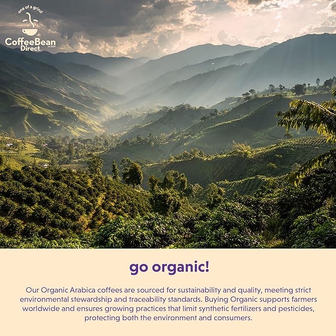 Coffee Bean Direct Organic Fair Trade Ethiopian Yirgacheffe, Whole Bean Coffee, Light Roast, 5 Pound Bag (Pack of 1)