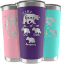 Personalized Mama Bear Tumbler with Engraved Names Up to 6 Cubs, 5 Fonts, 13 Colors, Gifts for Mom from Daughter, Son