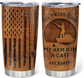 Hyturtle Personalized Fishing Gifts For Men - Can't Work Today My Arm Is In A Cast Tumbler 20 Oz Travel Coffee Mug Stainless Steel - Fathers Day Gift For Dad, Him, Boy, Husband On Birthday, Christmas