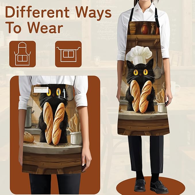 Kitchen Apron with Pocket,Waterproof Adjustable Neck and Long Ties, Cooking Baking Gardening Painting Apron for Women