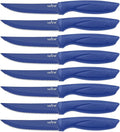 NutriChef SereneLife Stainless Steel Knife Set, 8 Pcs. - Non-Stick Coating, Sharp Serrated Blades, Professional Kitchen Set, Rust-Resistant, Dishwasher Safe, Ideal for BBQ & Grilling, Blue