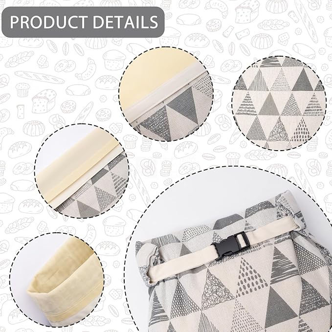 2-Pack Reusable Beeswax Bread Bags for Sourdough, Natural Linen Bag for Homemade Bread，Extend the insurance period(Grey)