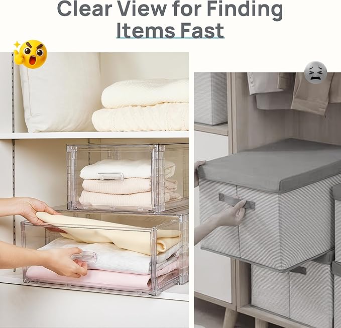 Vtopmart 5-Piece Large & Medium Stackable Drawer Organizer Set, 108QT Clear Storage Cabinet with Easy Assembly, Durable Drawers for Closet, Bedroom, Entryway, Playroom & Apartment Organization