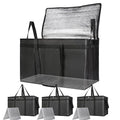 Bodaon 4-Pack Cooler Insulated Food Delivery Bag for Doordash/Uber Eats, XXX-Large Thermal Bags for Catering/Hot Pizza, Travel/Camping/Picnic Basket，Grocery Reusable Warmer Frozen, Black With Bottom