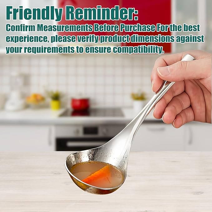 Small Ladle,Sauce,Gravy Soup Spoon 1 Pack Hollow handle SUS 304 Stainless Steel 8‘’ Ladle (Color:Silver).