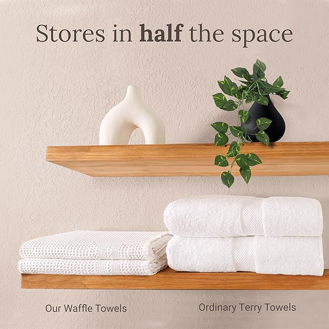 GILDEN TREE Waffle Hand Towels for Bathroom Quick Dry Towel Super Absorbent Thin 100% Cotton Lint Free, Hand Towels for Bathroom Set of 2, Classic Style (Seafoam)