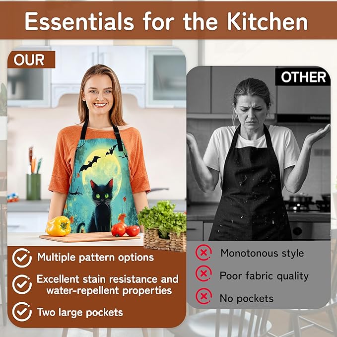 Adjustable Kitchen Apron with Pockets for Women and Men,Soft Chef Apron for Cooking, BBQ, and Grill
