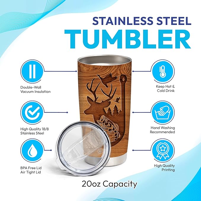 Hyturtle Personalized Hunting Gifts For Men - Deer Hunting Tumbler 20Oz Travel Coffee Mug Stainless Steel- Fathers Day Gift For Dad Him Boy Husband From Son Wife- Birthday Christmas Gifts For Hunters