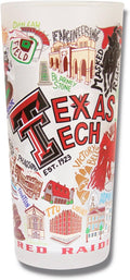 Catstudio Drinking Glass, Texas Tech University Glass Cup for Kitchen, 15oz Dishwasher Safe Tumbler for TTU Alumni